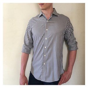 BROOKS BROTHERS Slim Fit Grey Gingham Dress Shirt